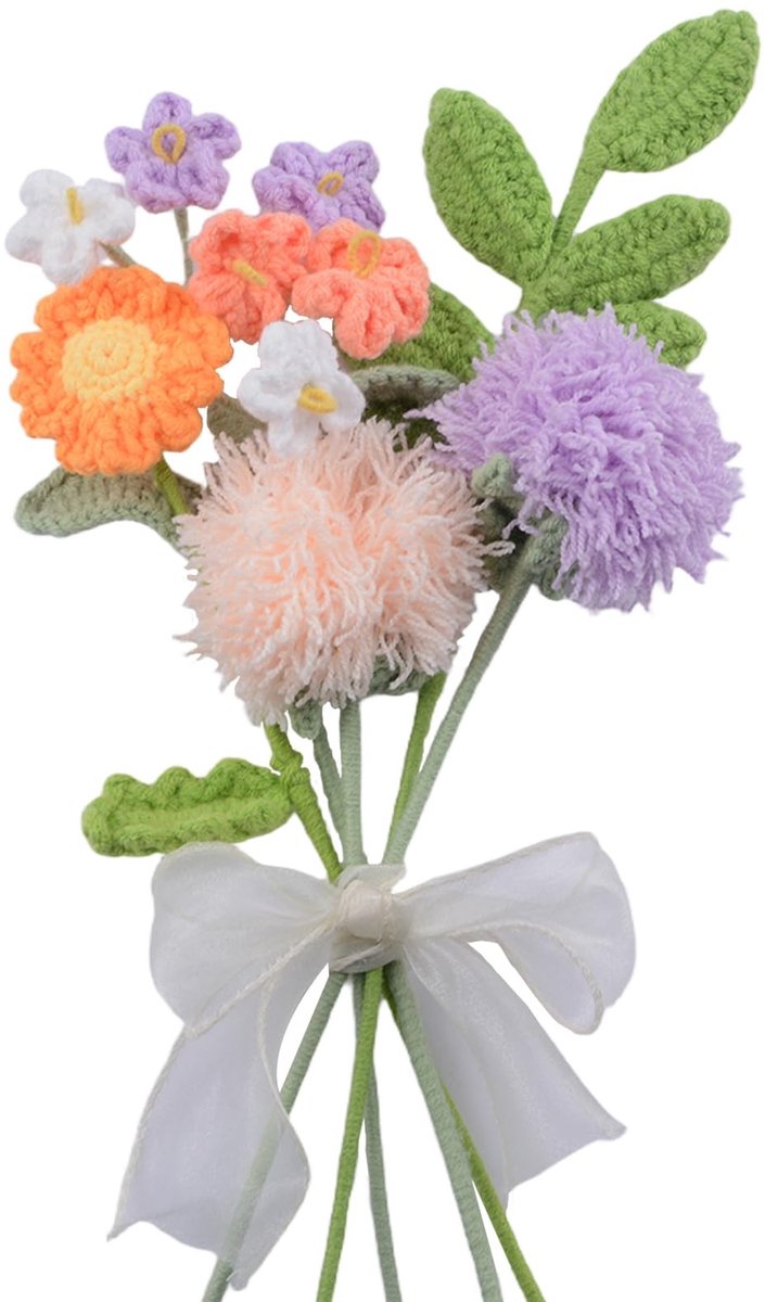 Omgoods - 5 Stuks Handgehaakte Bloemen voor Hu decoration