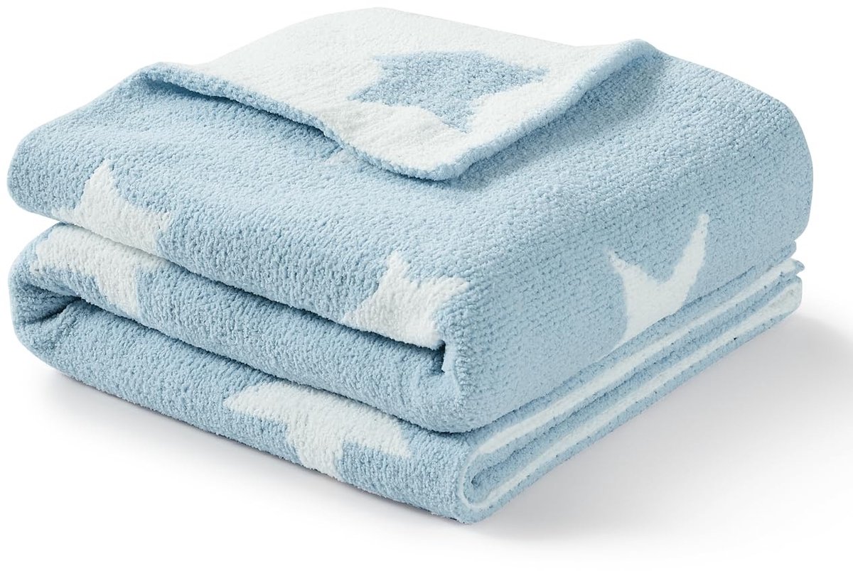 Omgoods - Zachte Babydeken van Chenille, Sterrenpatroon, 75 x 100 cm
