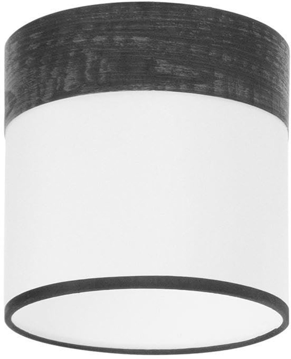 Omgoods - E27 Lampshade in Wit en Zwart Hout 16 x 16 x 16 cm