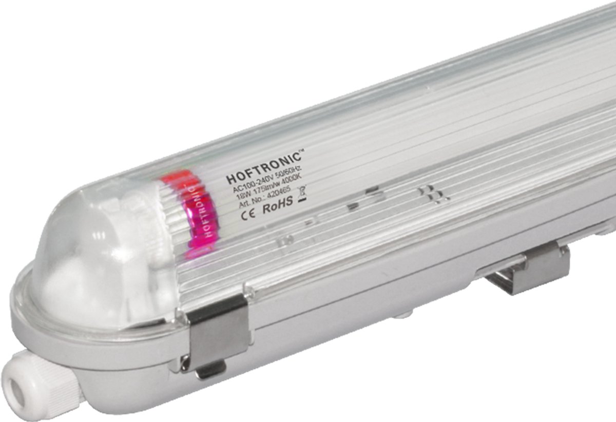 HOFTRONIC 10x HOFTRONIC - LED TL armatuur 150cm - LED - Waterdicht - Flikkervrij - Koppelbaar - 30 Watt - 5250 lumen - 175 lm/W - 230V - 4000K Neutraal wit - TL armatuur voor werkplaatsen, garages, bedrijfshallen en magazijnen Transparant