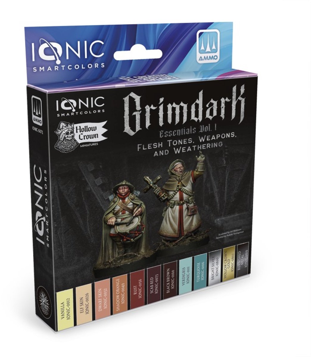 AMMO by Mig Jimenez Hobbyverf Acrylverf - MIG IO0471 Ionic Smart Colors - Grimdark Essentials Vol. 1 Kleurenset - Acryl Set 12x20 ml Verf set - 12x 20 ml