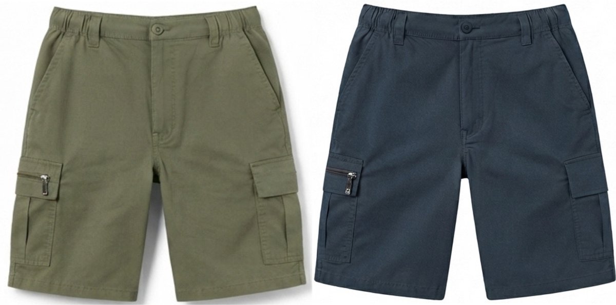 Etoile Korte Broek Heren - 2-Pack - Met Zakken – Short Heren – Katoen - 1x Groen & 1x Blauw – Maat XXXL