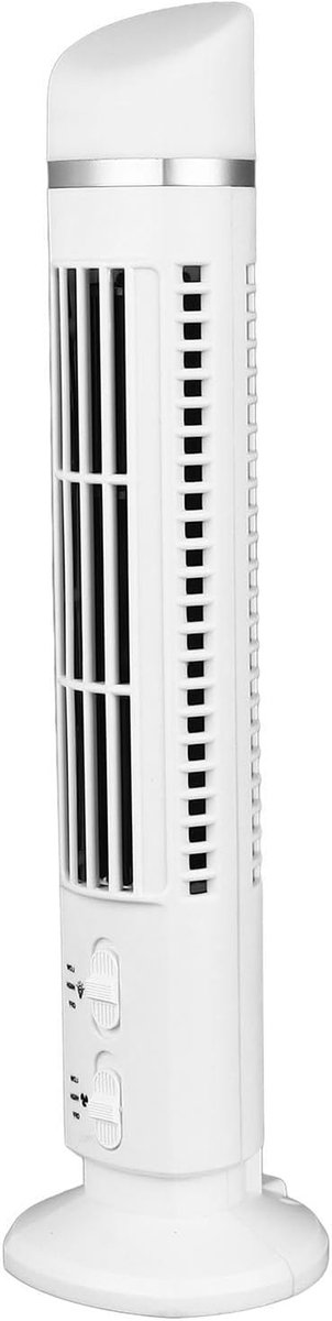 Torenventilator - Ventilator staand - Kamperen - Bladloos ontwerp - 39 x 11 x 10 cm - Wit