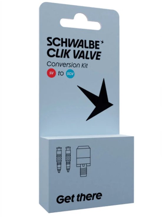 SCHWALBE Clik valve sv-scv ombouwkit per 2 stuks met pompkop adapter van Schwalbe — afbeelding 2