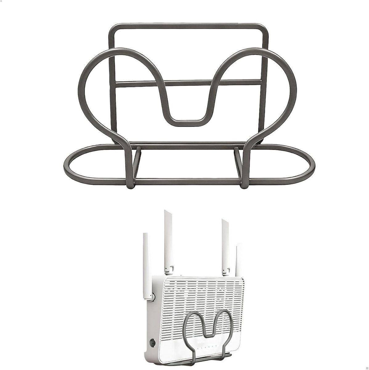 Modemhouder voor aan de muur, zonder boren, metalen wandplank voor router, 16 x 8 x 6 cm, ideaal voor WiFi, modem en ontvanger in woonkamer, kantoor of slaapkamer