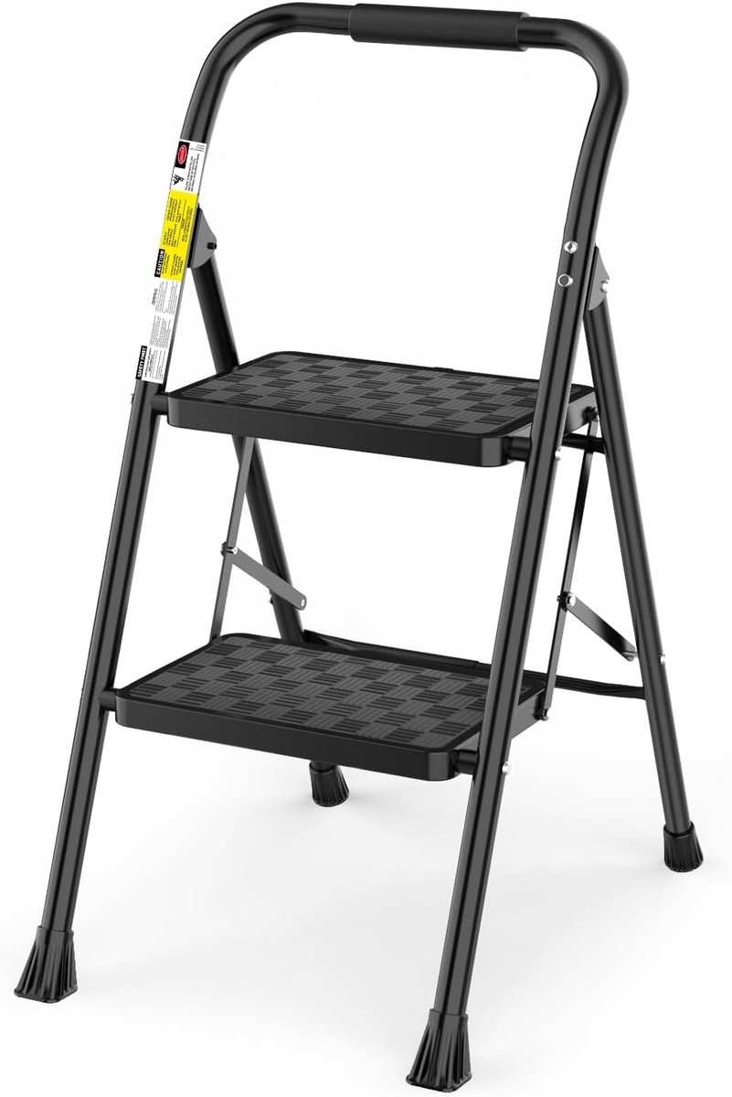 Opvouwbare trap met 2 treden - antislip mozaïekdesign - zachte handgreep - ruimtebesparend - SnelShoppen