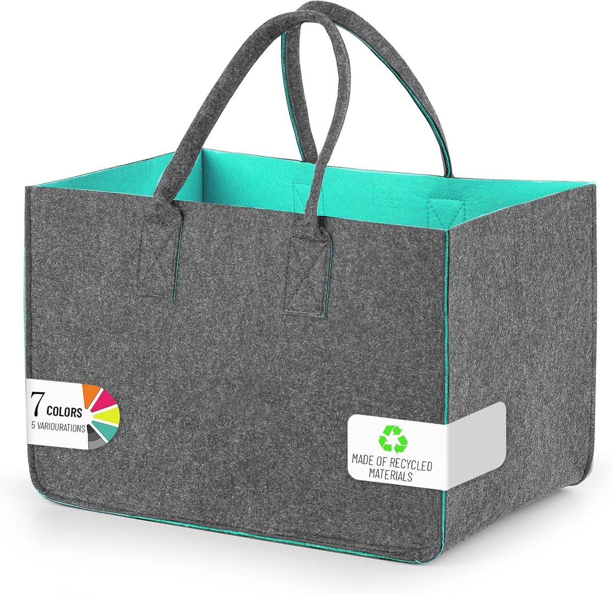 SnelShoppen - Vouwbare Winkelmand - 30 Liter - Stevige Vilt Tas met Handvat - Ideaal voor Boodschappen, Picknicks, Reizen en Buitenactiviteiten - Grij