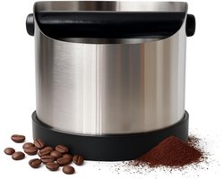 Uitklopbak Koffie - Roestvrijstalen Koffie Knock-box - Afklopdoos voor Zeefdrager - 700 ml - Afneembare Klophendel - Zilver