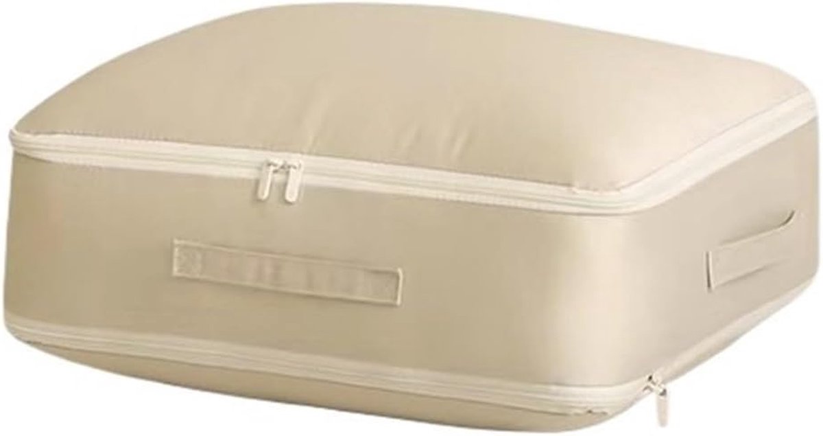 Zelfcomprimerende Organizer - Opbergtas Dekbed - Ruimte Besparen - Luchtverwijderingssluiting - 54 x 42 x 30 cm - Beige