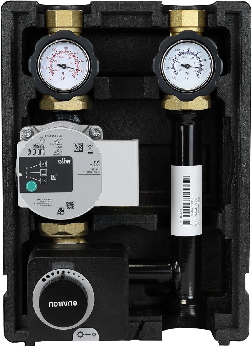 Verwarmingspomp Groep - Circulatiepomp Mixer - Vloerverwarming Regelen - Drie Weg Mixer - DN25 - Grijs