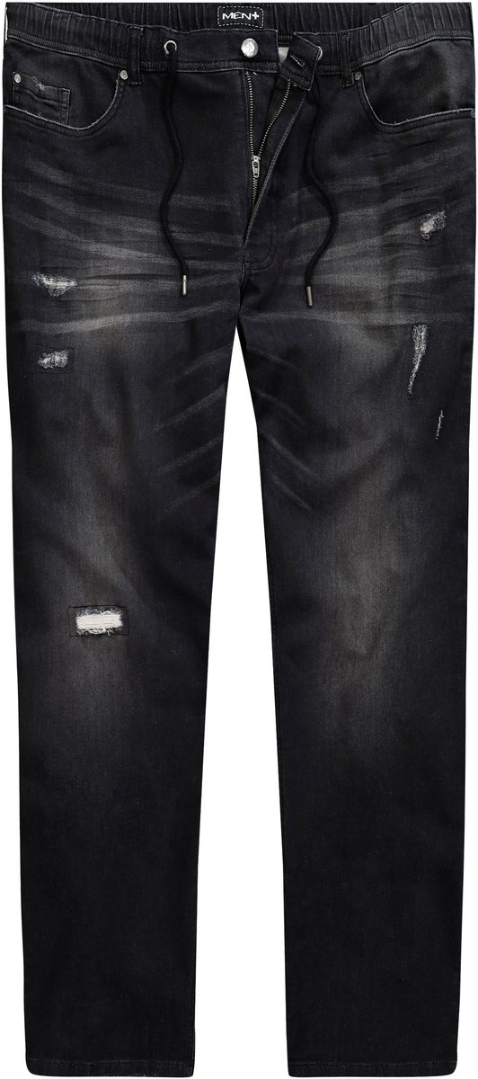 Men Plus - Heren - Instap-jeans Buik-Fit Straight Fit 5-pocket - Zwart - Maat 52