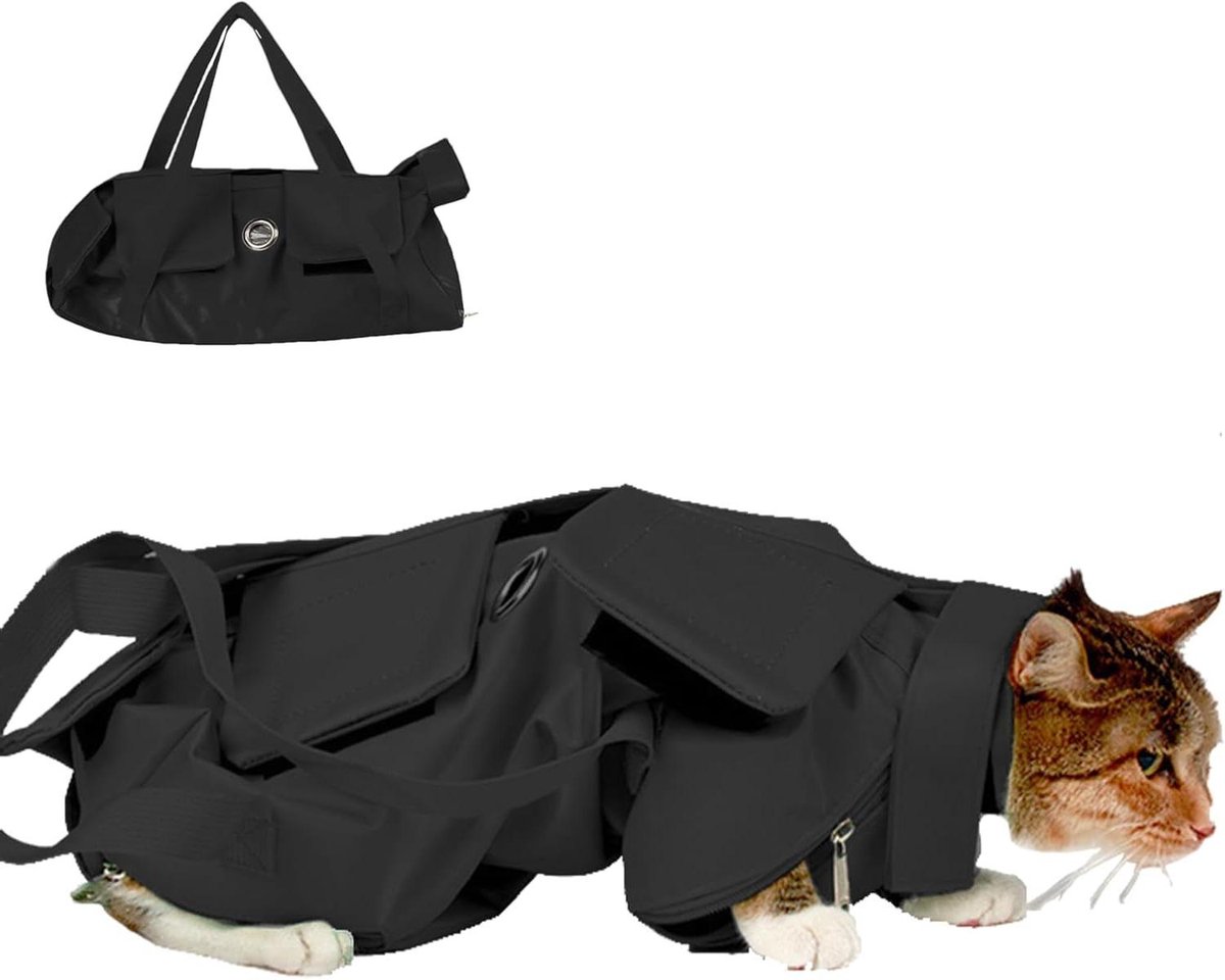 Katten Draagtas - Reis Tas Katten - Vervoer Huisdier - Opvouwbaar Ontwerp - L - Zwart
