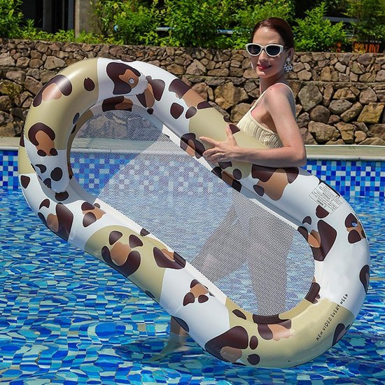 Opblaasbare ligstoel - Drijvend loungebed - Ontspannen in water - Met gaasbodem - 141x72cm — afbeelding 4