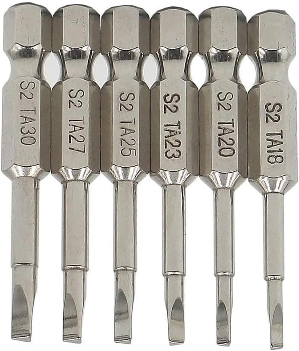 Set van 6 Driehoekige Stalen Schroevendraaiers met Driehoekige Kop - Lengte 50mm, Maten 1.8mm tot 3mm, Ideaal voor Precisiewerk en Klussen