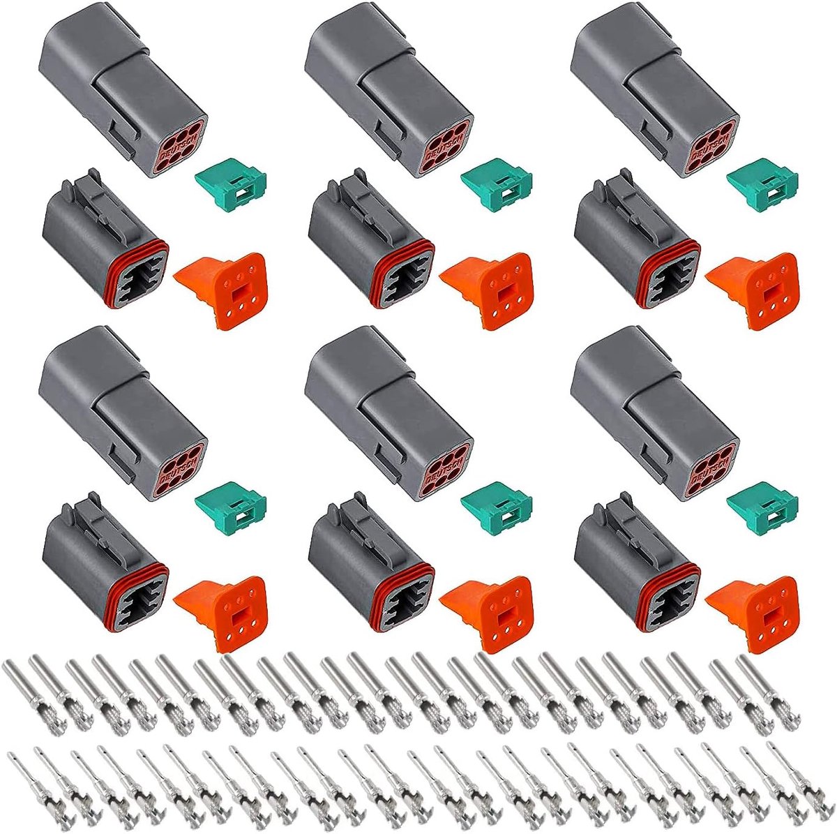 SnelShoppen - 6 Sets 6-Pins Grijze Waterdichte Elektrische Kabelconnectoren voor Auto, Motor, Vrachtwagen, Schepen, Hoogwaardige Nylon, 72 Stuks, 22-1