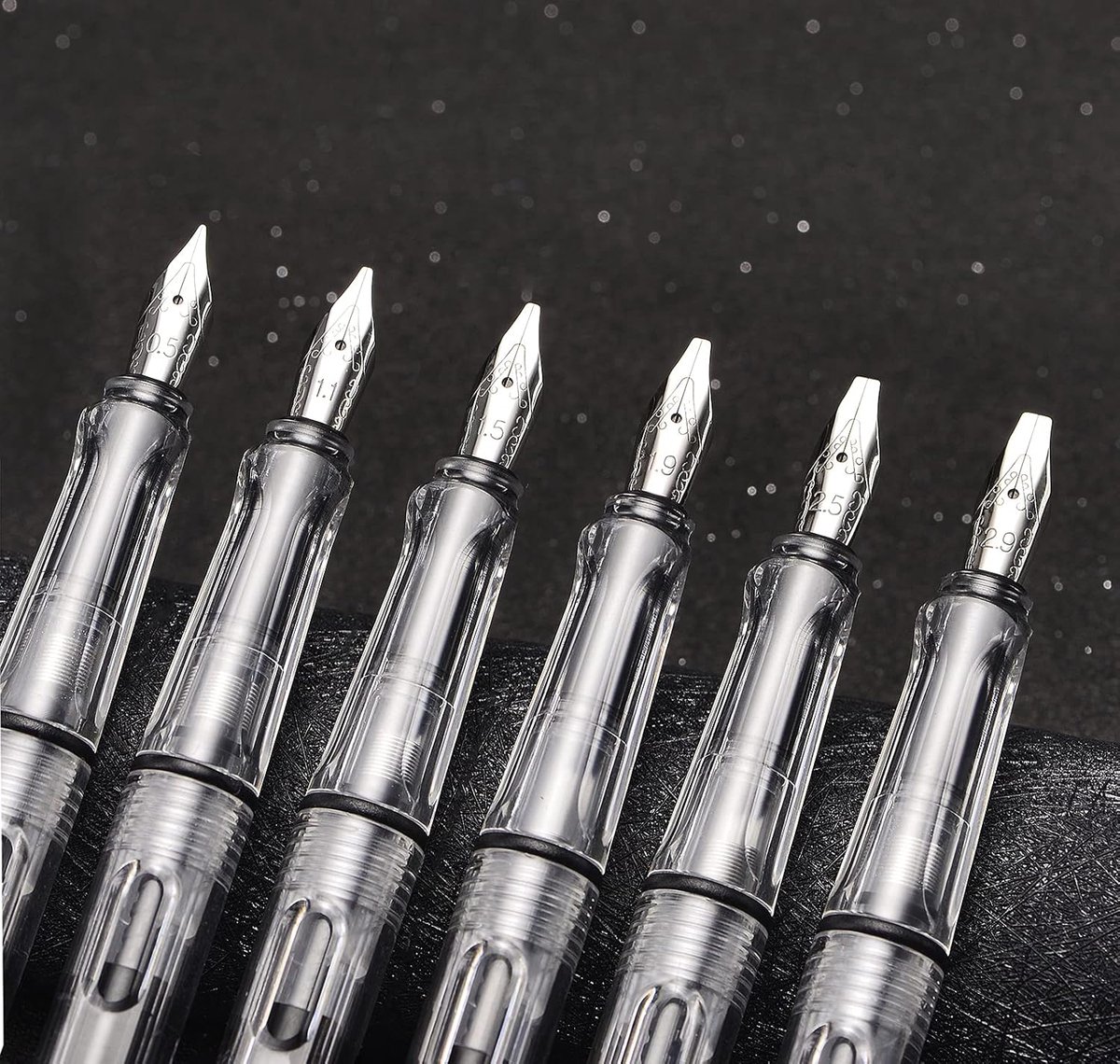 SnelShoppen - Calligraphy Art Parallel Pen Set - 6 Stuks - Transparante Vulpen met Diverse Nib Grootte 0.5mm tot 2.9mm - Ideaal voor Schrijven, Tekene