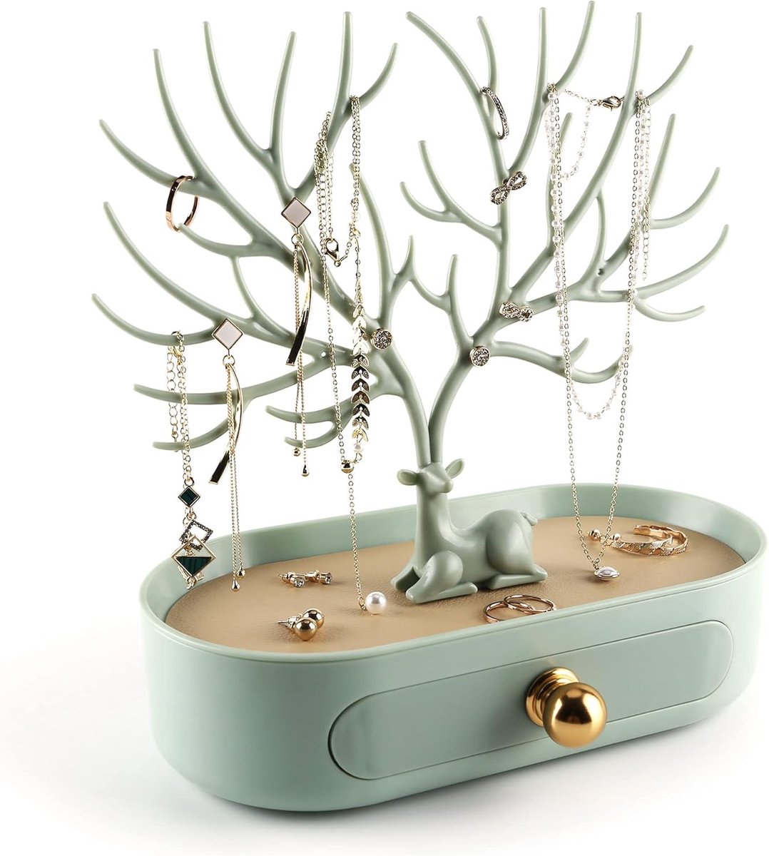 SnelShoppen - Deer Antler Sieradenstandaard met Aluminium Handvat, Sieradenboom voor Ringen, Oorbellen, Kettingen en Armbanden, Sieradenrek met Opberg