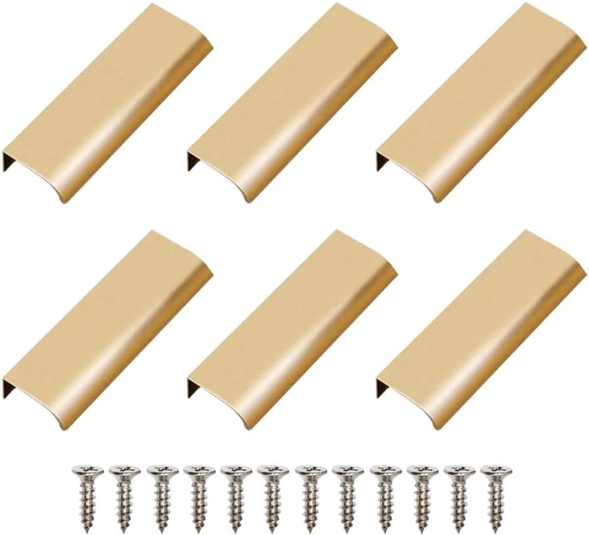 SnelShoppen - 6 Stuks Verborgen Keukenhandgrepen - Moderne Aluminium Ladesnede - Curved Deurgrepen voor Keuken - Gemakkelijk te Installeren - 12cm x 4