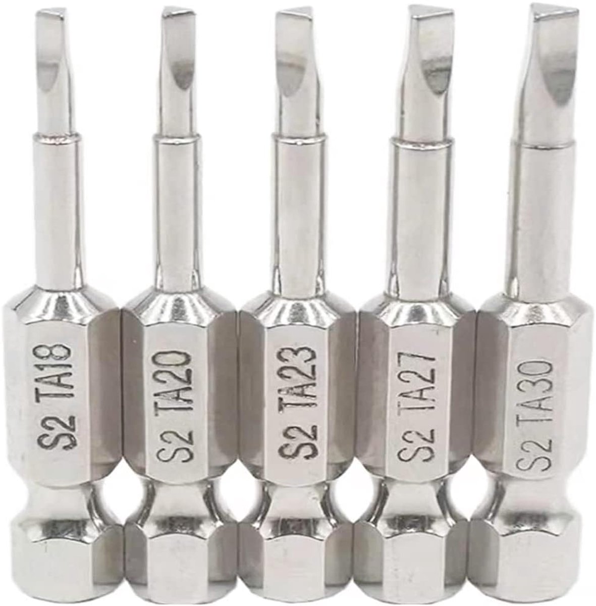SnelShoppen - 5-delige 50mm 1/4" Magnetische Hex Shank Schroevendraaier Bits Set - Triangulaire Kop - S2 Staal - Voor Pneumatische en Elektrische Schr
