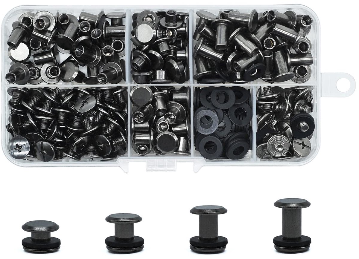 Chicago 120 Set Screw Piles, Rivet Chicago Binding Screws, Metal Rivet Replacement Repair for Bags, Craft, Dog Collar - ShopVlot