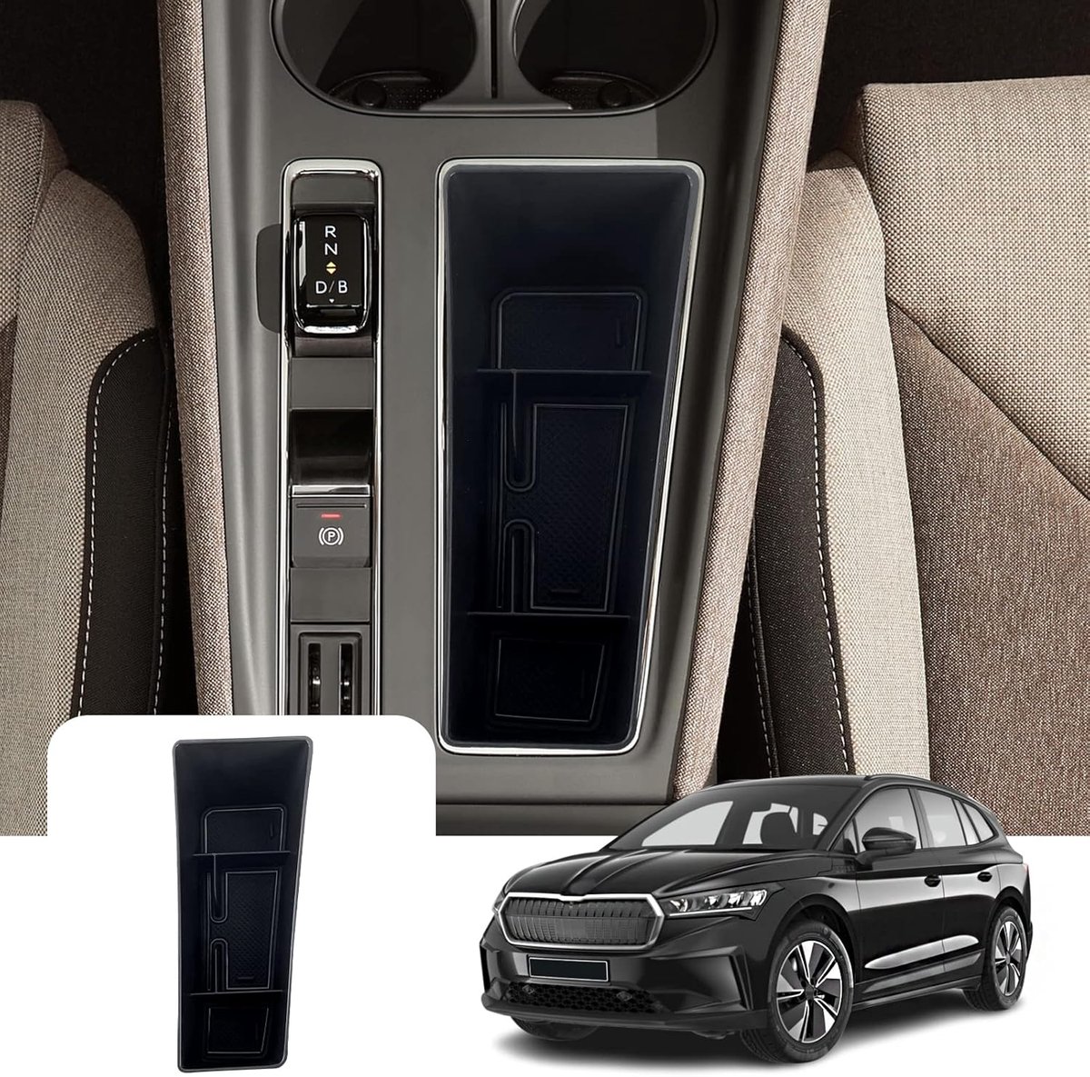 Opbergbox Center Console Skoda Enyaq iV 2021-2025 - Duurzaam ABS - Organizer met antislip - Ruimtebesparend - ShopVlot
