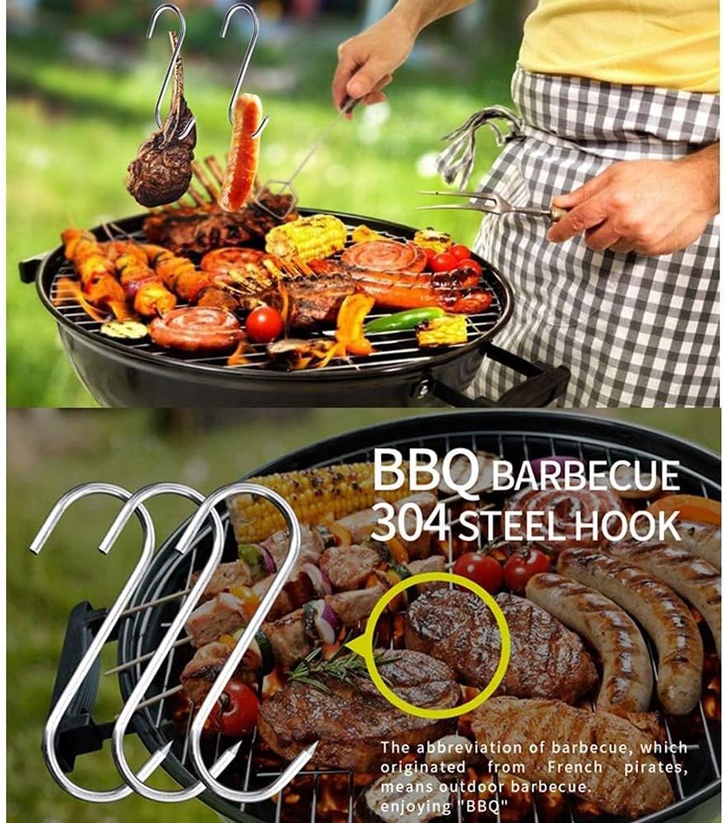 Meat Hooks 15 Pieces S Hooks Stainless Steel 15 cm Butcher Hooks Stainless Steel Smoke Hooks Hanging Hooks Kitchen - ShopVlot