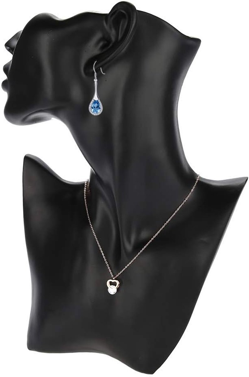SnelShoppen - Bust Head Jewelry-Mannequin Borst Mannequin Hoofd Bust Standaard voor Sieraden, Robuuste Kunststof, Zwart/Wit, Perfect voor Kettingen en