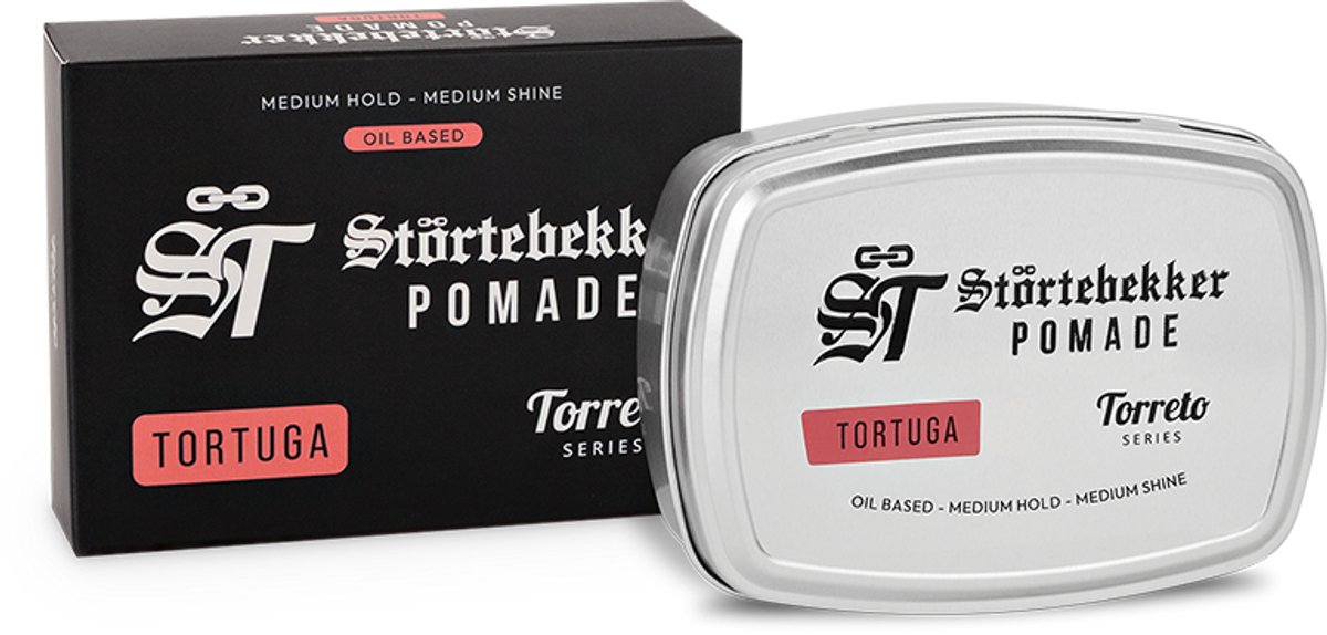 Störtebekker® Premium Pomade Oliebasis Tortuga (kruidige, frisse geur) - Hair Pomade Heren - Medium Hold / Medium Shine - Flexibel Restylebaar - Haarwax 125ml - Haarstyling Hair Wax Oil Based Made in Germany