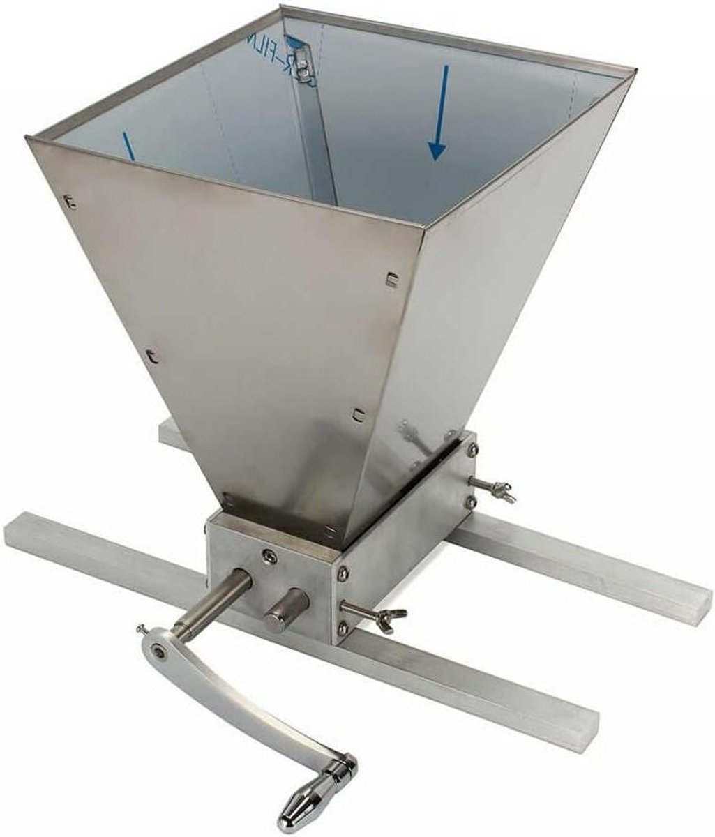 Graanmolen - Moutmolen Graanpletter - Graan Malen - Dubbele Wals - 30 kg Trechter - Zilver