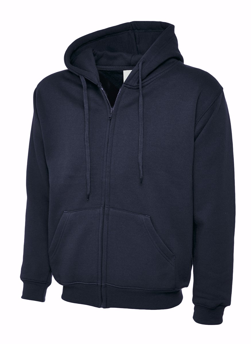 Uneek UC504 Sweater met rits Classic Hooded Zwart XXXL