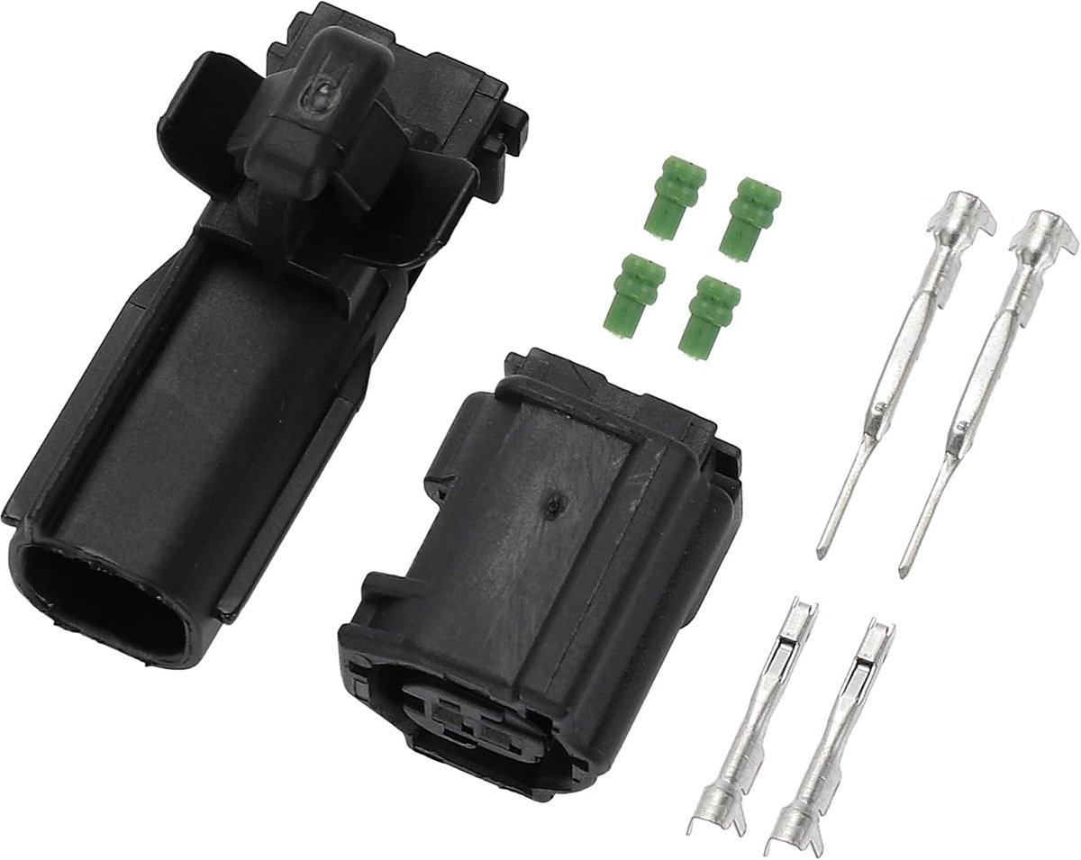 SnelShoppen - 2 Pin ABS Wiel Sensor Stekker - Auto Male Female Draad Aansluitplug - Voor Toyota - Zwart - 1 Set - Duurzaam Plastic & Koper