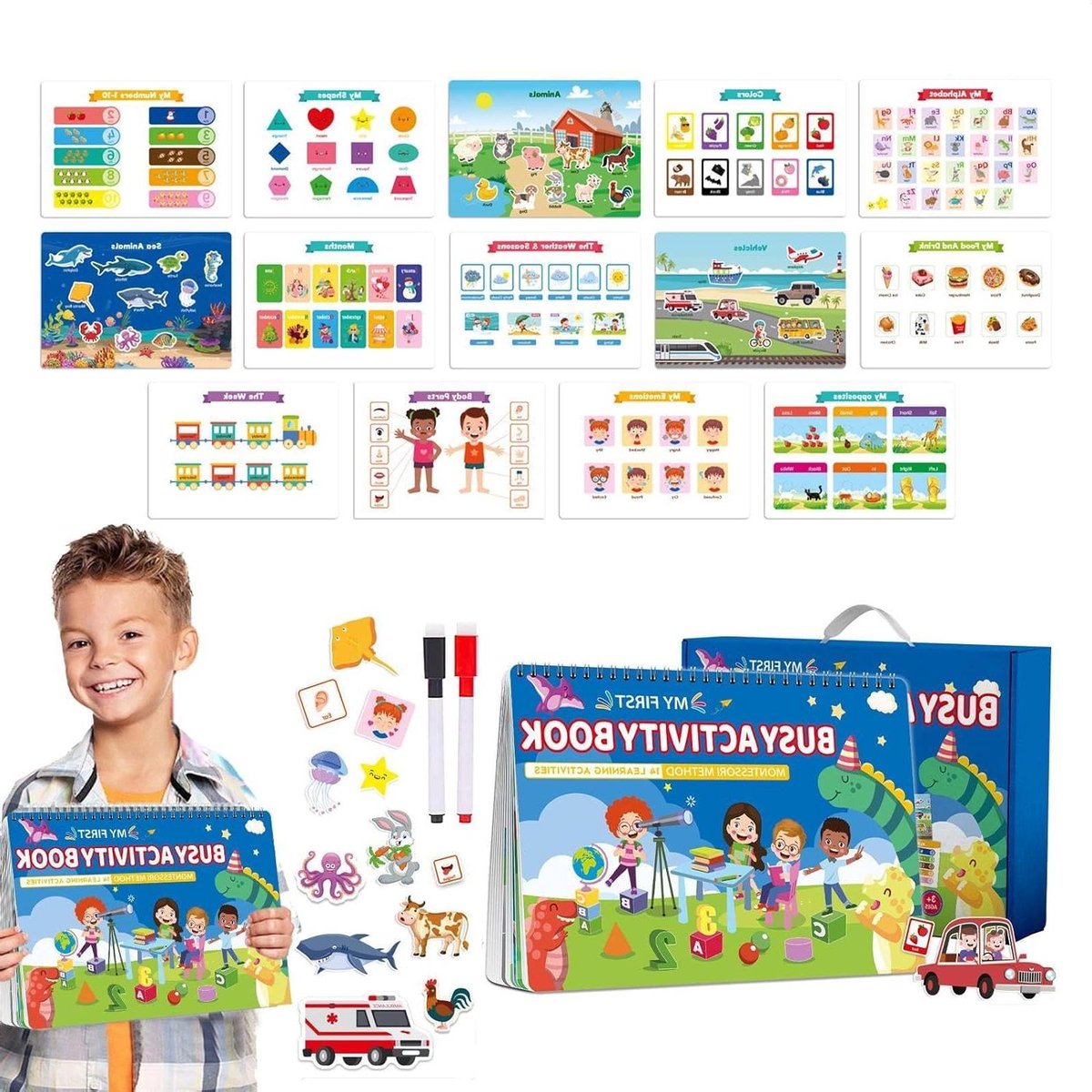 Activiteitenboek Peuters - Druk Boek Kleuters - Educatief Spel - Dubbellaags Materiaal - 29 x 21.5 x 3 cm - Uniek