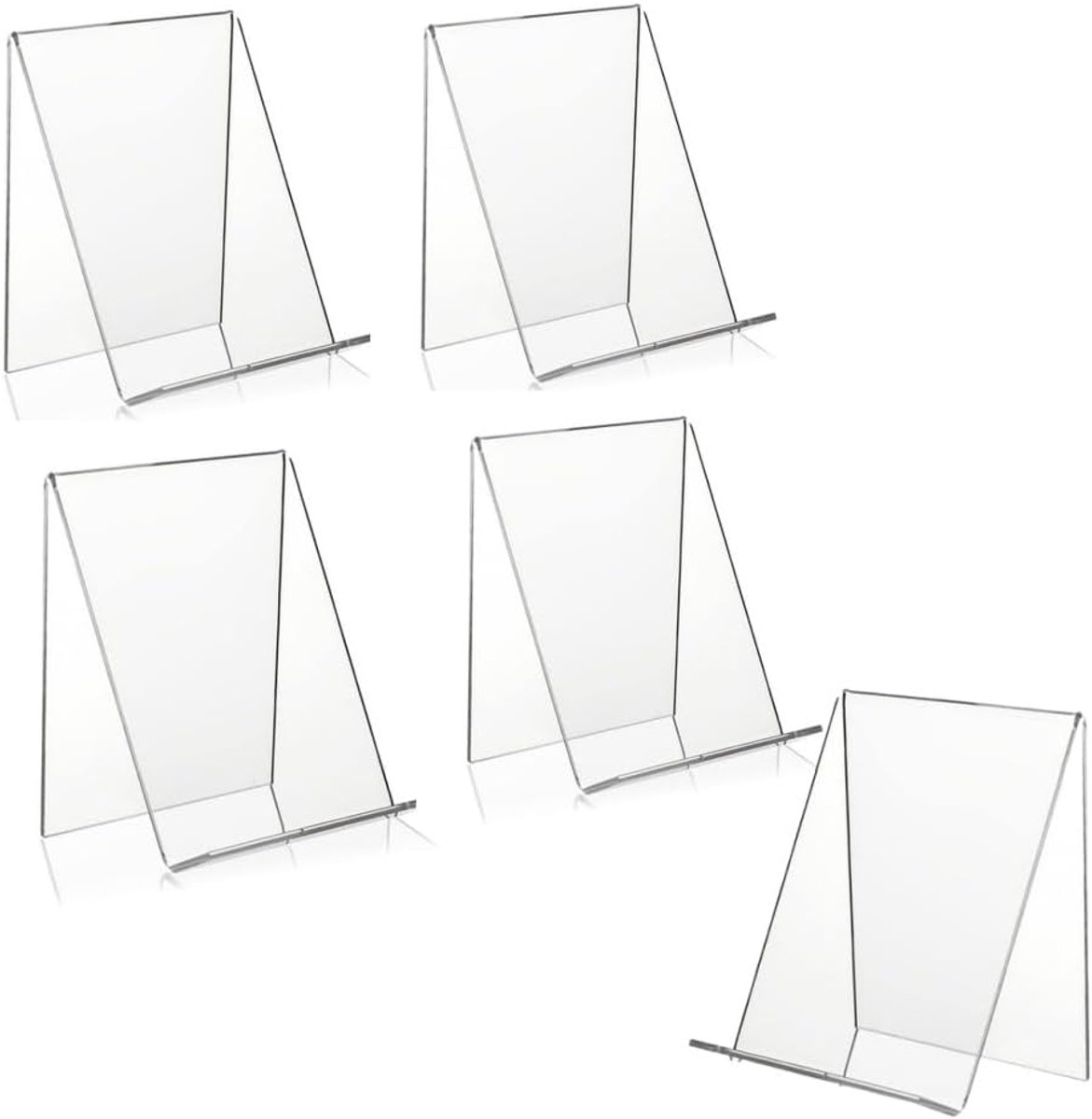 SnelShoppen - Transparante Acrylaat Boekenstandaard Set van 5, Multifunctionele Brochurestandaard, Tafelstandaard voor Boeken, Fotoalbums, Recepten (1