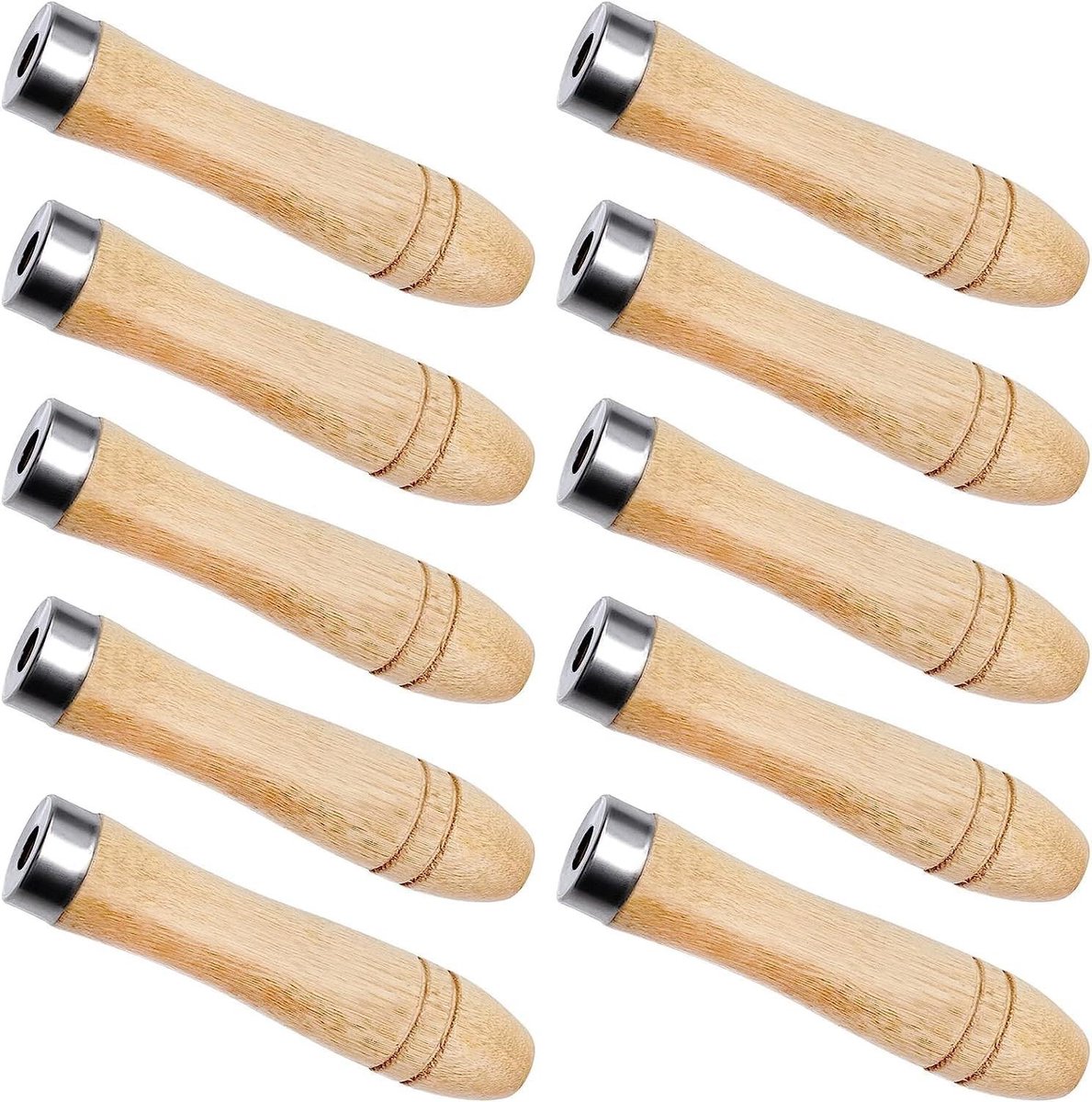 Vijlheft Houten Handvat - Vijlgreep Hout - Gereedschap Repareren - Roestvrijstalen Bevestiging - 11 cm - Houtkleur