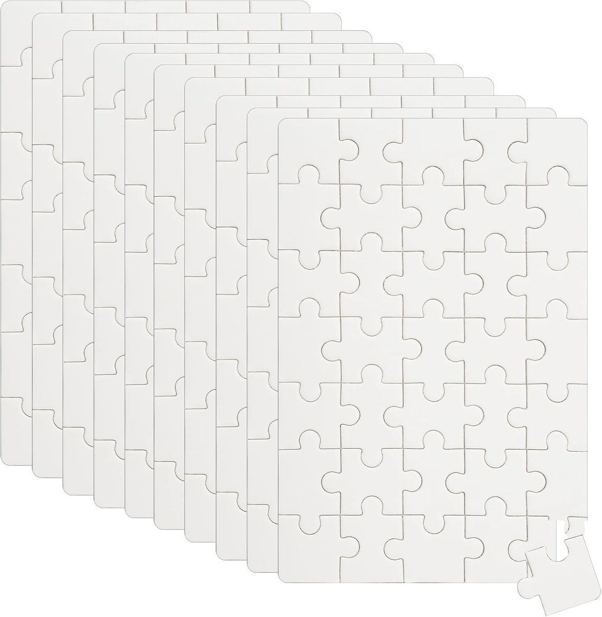 Set van 10 lege houten puzzels voor kinderen om te schilderen - Mini puzzels van 35 stukken voor creatieve motieven en spelletjes