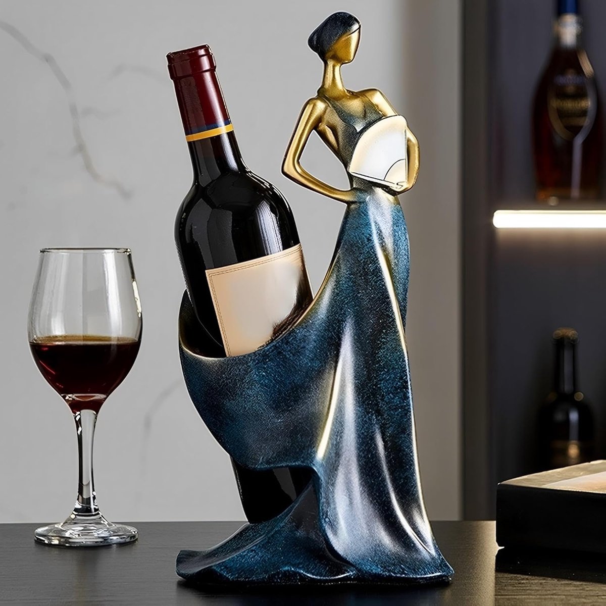 Wijnrekken Enkele Fles Wijnhouder Aanrecht en Tafelblad Eettafel Middelpunt Ornamenten, Wijnfles Stand Houder Display Plank voor Thuis Keuken Bar Kasten, Cadeaus voor Kerstvrienden