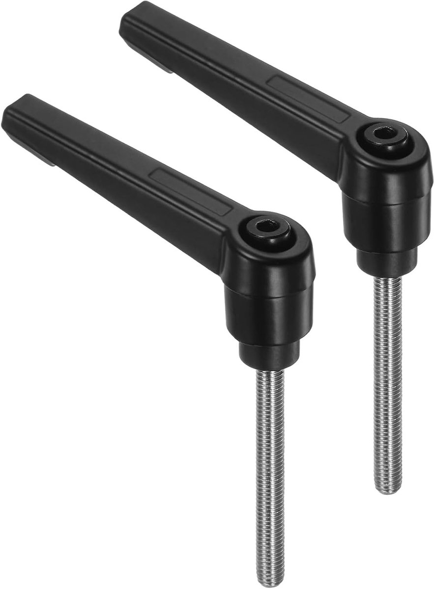 2 stuks klemhendels, M5 x 50 mm schroefdraadstift van roestvrij staal 304, verstelbare handgrepen met snelspan-ratelknop, zwart