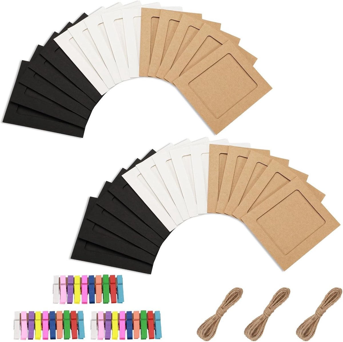 Papieren fotolijsten 3 x 4 - Karton - 30 stuks - Perfect voor wanddecoratie - ShopVlot