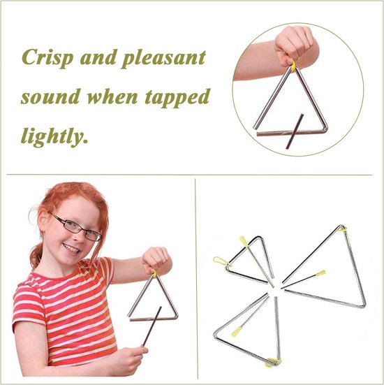3 Stuks Driehoek Percussie Instrument Set, Triangel Instrumenten Voor Oude Muziekeducatie Initiatie, Triangle Musikinstrument — afbeelding 4