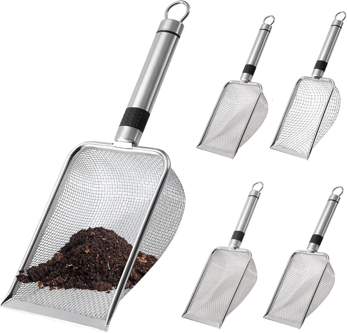 SnelShoppen - 5-Delige Tuin Bodemzeef met Handgreep - Hout, Grond, Zand, Compost, Rotszeef - 1mm/2.8mm/3.8mm/5mm Zeefschermen - Tuinaccessoires voor T