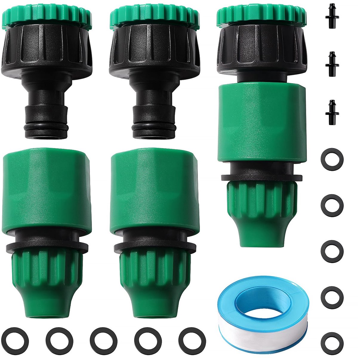 6 Stuks G1/2 G3/4 tot 8/12 mm 4/7 mm Micro Slang Connector Fitting Kit, Irrigatie Snelkoppeling, Kunststof Kraan Connector, voor Buitenkranen en Slangen
