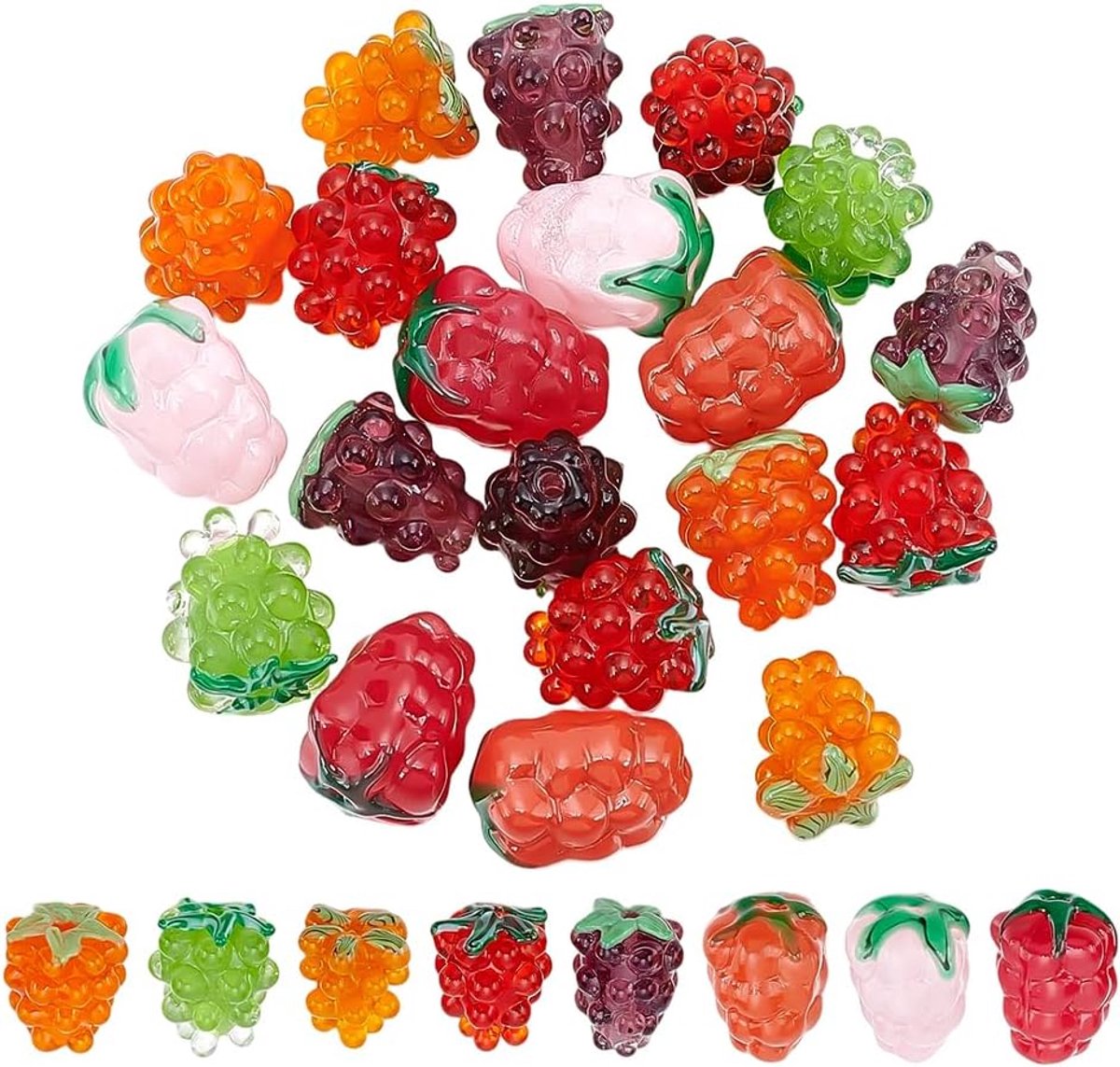 Kralen 8 Stijlen Leuke 3D Lampwork Bead Handgemaakte Glas Fruit Spacer Losse Kralen voor Sieraden Maken DIY Ambachten Ketting Armband Oorbellen Sleutelhangers