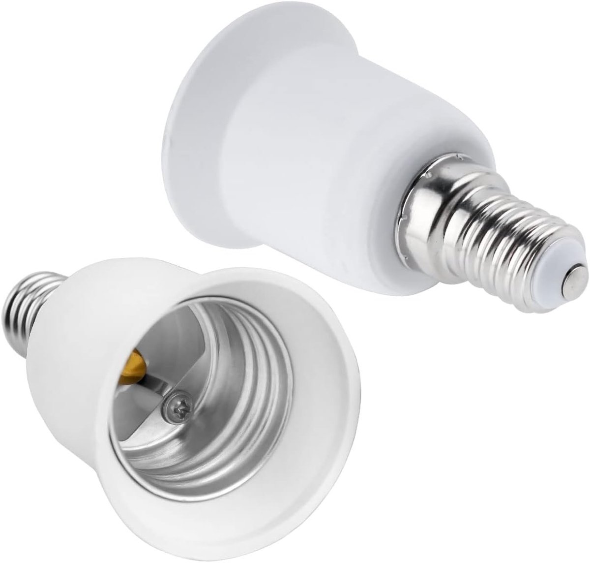 2 Stuks E14 naar E27 Verloopfitting, SES tot ES Fitting Converter, E14 naar ES Fitting Lampadapter, 0-250V, Adapter voor E27 LED-lampen, Gloeilampen, Halogeen, CFL-lampen