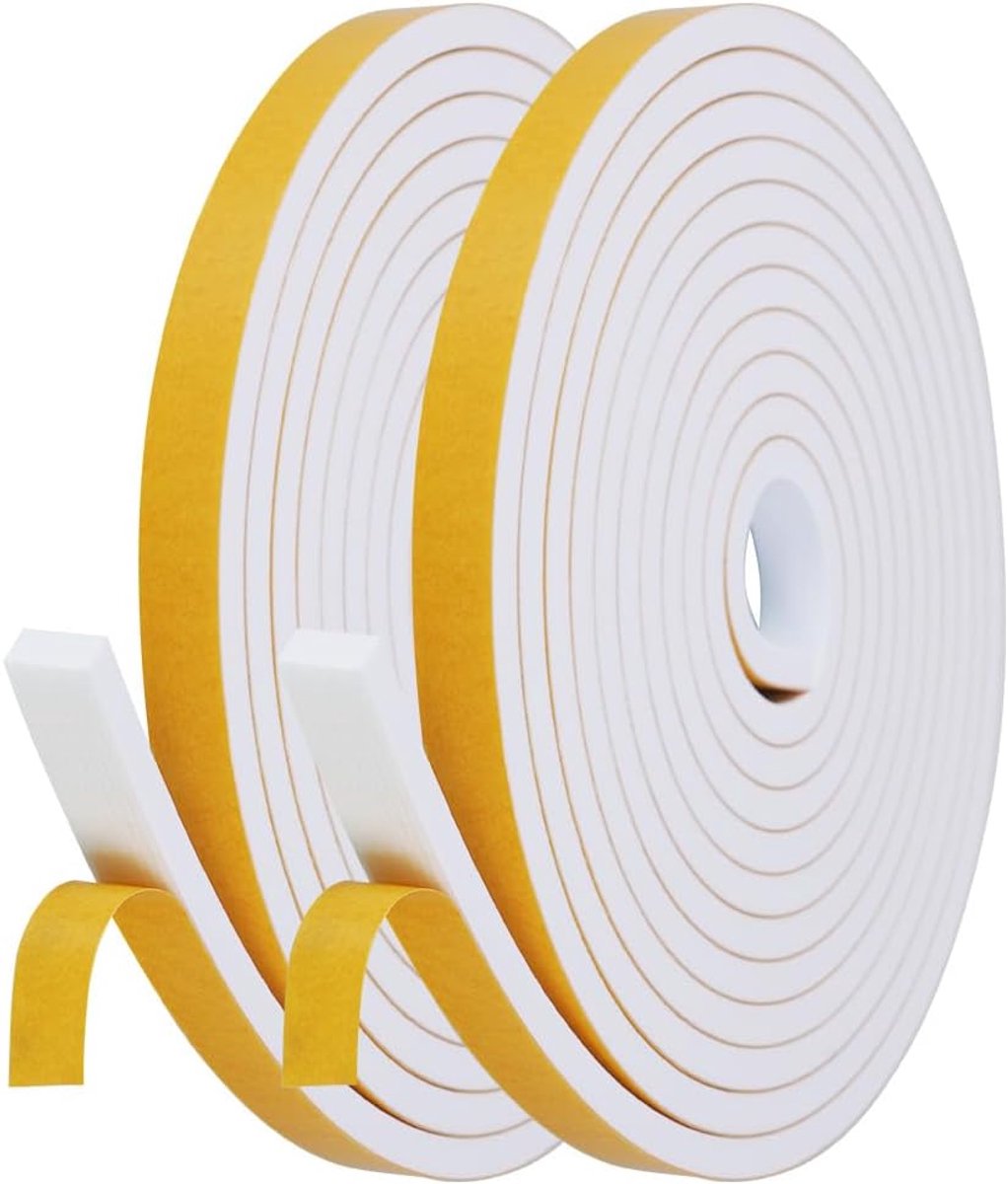 SnelShoppen - Flintronic Foam Sealing Tape, 2 Rollen, 4 Meter, Deurafdichtstrips, 12 mm x 6 mm, Hoge Dichtheid Foam voor Koude Isolatie, Geluid en Bot