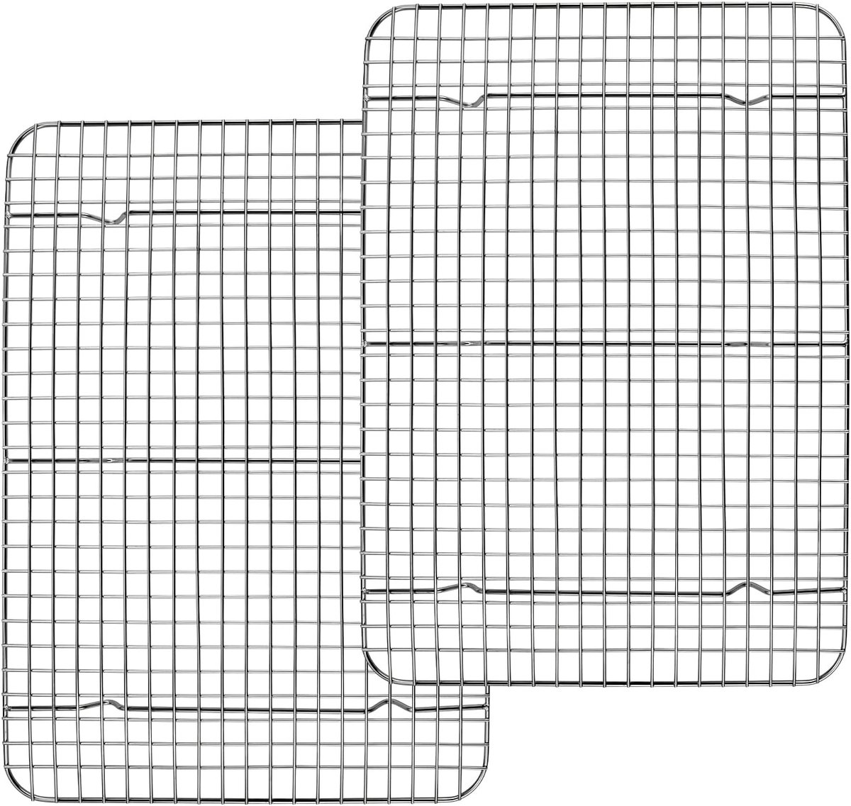 Afkoelrooster, Rechthoekig roestvrij staal keukengerei afkoelrooster, 2 stuks herbruikbaar bakrooster voor bakken, grillen, koelen, 38,9 cm * 28,5 cm * 2 cm, gezond en duurzaam