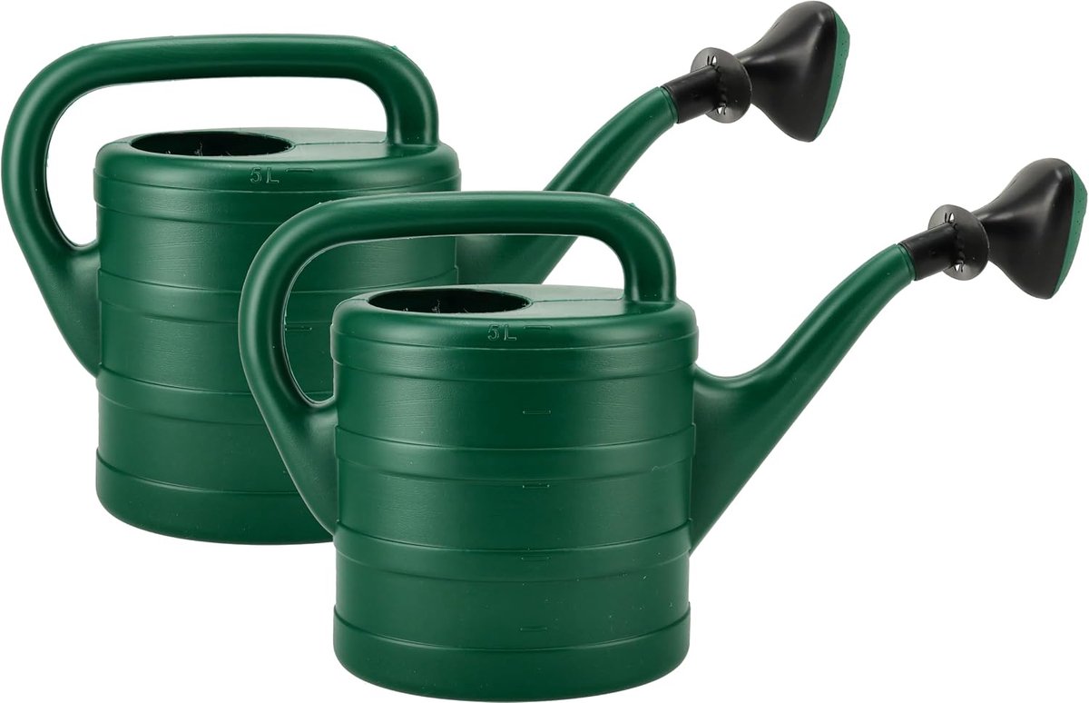Gieter 5 Liter Set van 2 - Groene Kunststof Tuingieters - Met Sproeikop - Ideaal voor de Moestuin - SnelShoppen