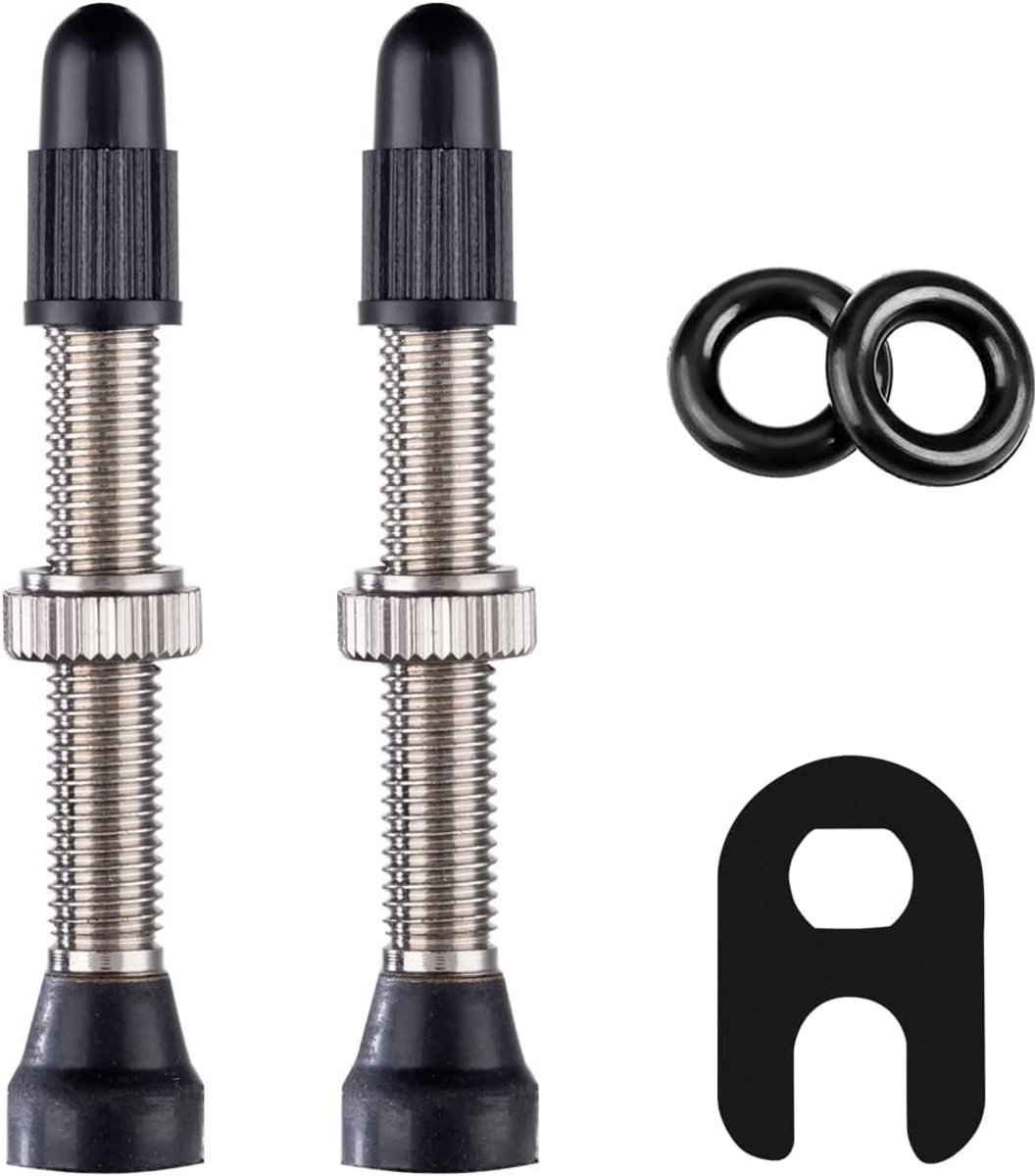 SnelShoppen - 2 Stuks Tubeless Fietsvan de Ventielen, 40 mm Ventielstang, Inclusief Ventielkern Verwijder Tool | Geen Lekkage, Ideaal voor Fietsen