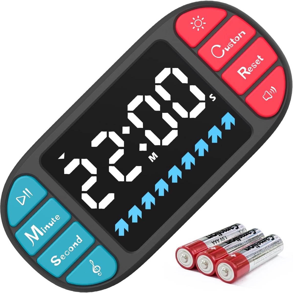 keukentimer, magnetische countdown-timer, groot 3,6 inch led-display, 3 helderheidsniveaus, 4 volumeniveaus, 4 alarmgeluiden voor kinderen, school, klaslokaal, huishouden en koken (zwart)