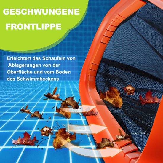 Retina Zwembadschepnet (zonder staaf), reiniging voor bladeren, stabiele bladeren, aluminium teller, skimmer voor zwembad, bladeren en vuil voor reiniging, spa, vijvers — afbeelding 3