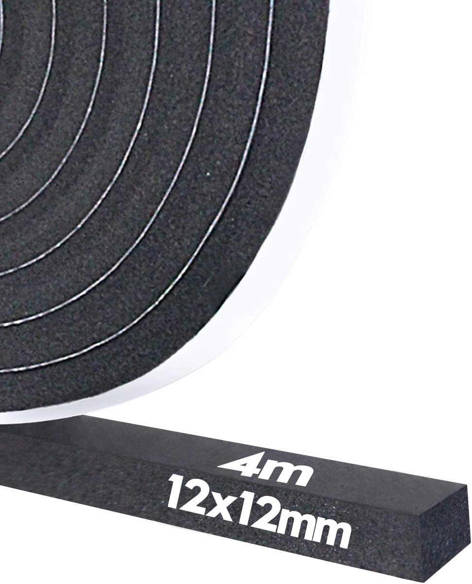 SnelShoppen - Zelfklevende Afplaktape, Foam Sealing Tape 6mm(W) x 3mm(D), Hoogwaardige Isolatietape voor Deuren en Ramen, Weerbestendig, Geluiddemping